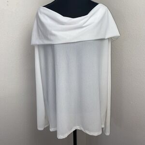 Fabletics x Demi Lovato Top Women's XXL‎ White Annabelle Mesh Off the Shoulder